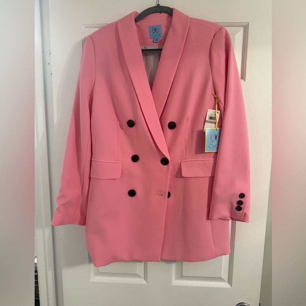 CeCe Vibrant Pink Double-Breasted Blazer